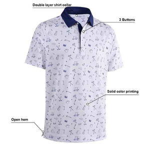 Polo Blanco Estampado para Hombre con Diseño de Golf, Manga Corta, Transpirable, Tejido de Punto, Estilo Casual - Product Image 3