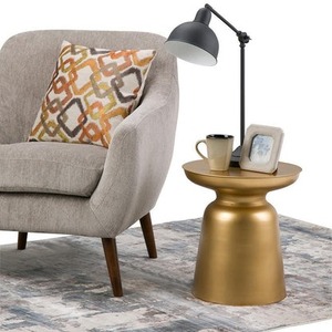 Mesa de Centro Moderna con Tapa Redonda, Muebles Contemporáneos para Sala de Estar, Mesa Auxiliar Decorativa de Metal - Product Image 2