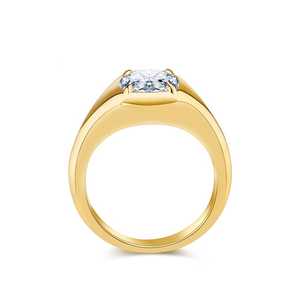 Anillo de banda ancha Signet Premium con diamante de corte cojín de 2.01 quilates, oro macizo de 18K, diamante cultivado en laboratorio, regalo para fiestas de boda para novias - Product Image 4