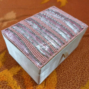 Pink Silver Beaded Jewellery Box Handmade Decorative Jewelry <b>Case</b> Luxury Gift Storage Box OEM Factory Supply - Product Image 3