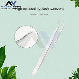 Pince à épiler en acier inoxydable argenté avec pointe courbée, applicateur d'extensions de cils, pince à maquillage, lot de 2 pièces - Product Image 2