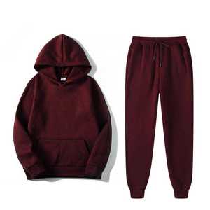 Unisex Hooded Tracksuit Solid Color Full Sleeve Casual Sweatshirt With Side Pockets Drawstring <b>Pants</b> Autumn Wear - Product Image 1