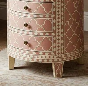 โต๊ะกาแฟฝังกระดูกสีชมพูอาร์ตเดโคสีดำสีขาวห้องนั่งเล่น - Product Image 5