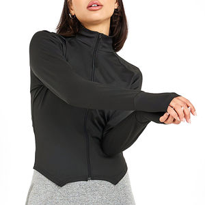 Veste de sport pour femme à manches longues, respirante et à séchage rapide, avec fermeture éclair sur le devant, en Spandex/Nylon, style Lulu, haute qualité, vente en gros 2026 - Product Image 1