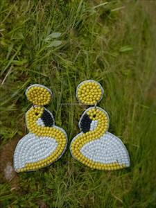 Pendientes Colgantes de Cuentas de Semillas con Diseño de Cisne, Bohemios, Unisex, Amarillo y Blanco, Joyería de Cuentas, de Moda, Elegantes, para Fiesta - Product Image 4