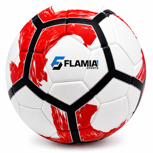 Flamia Sports <b>Football</b> Size 5 Classic Eco-Friendly Rubber Bladder High Air Retention Durable Screen Printed Red Black <b>White</b> 420g - Product Image 1
