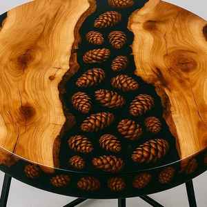 Mesa de Centro de Resina Ecológica con Diseño Artístico en Epoxi, Forma Redonda, Acabado Pintado a Mano, Tamaño Personalizado Disponible - Product Image 2