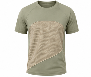 Men's Olive Green Sporty <b>T</b>-<b>Shirt</b> Short Sleeve O-Neck Raglan Quick Dry Regular Fit Knitted <b>Polyester</b>/Cotton Geometric Pattern - Product Image 1
