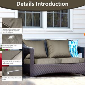 Set di Cuscini Impermeabili per Sedute da Esterno, Arredo da Giardino con Cuscino Posteriore Rimovibile, Imbottitura Profonda Resistente allo Sbiadimento - Product Image 4