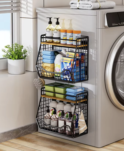 Kitchen <b>Wall</b>-Mounted <b>Storage</b> Rack 3-Tier Metal <b>Basket</b> Organizer for Pantry Cabinet Industrial Style Multi-Function Shelf - Product Image 3