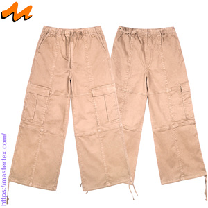 Pantalones Cargo Casuales de Verano para Mujer MASTER TEXTILE, Color Sólido, Pierna Ancha, Transpirables, Cintura Media, Hechos con Tela de 7.37 oz - Product Image 3