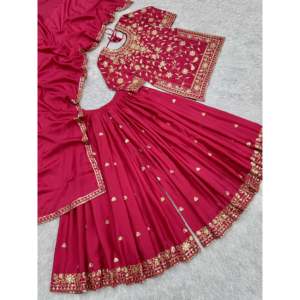 ชุดพลาซโซและ dupatta ที่สวยงามของผู้หญิงพร้อมงานปักลำดับ - Product Image 3