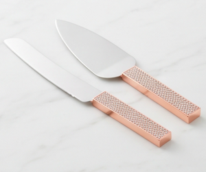 Rose Gold Curved <b>Cake</b> <b>Server</b> With Micro Crystal Handles Ideal For Serving Spatula And Knife Ceremony And Wedding - Product Image 3
