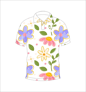 Polo pour homme blanc à motifs floraux multicolores, motif de dessin animé, sublimation personnalisée, manches courtes, été, décontracté, respirant, léger - Product Image 4