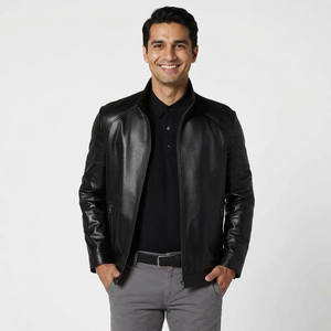 New 2026 Genuine Leather Motorcycle Jacket High Quality Men's Breathable <b>Fur</b> <b>Trim</b> Sherpa Lining Distressed Streetwear - Product Image 6