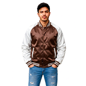 Veste universitaire en satin personnalisée avec fermeture éclair, fabricant de vêtements streetwear, vêtements de sport, vente en gros, marque privée, fournisseur de vêtements OEM - Product Image 2