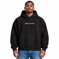Hoodie Pria Putih Custom 450 GSM Bahan Fleece Katun Tebal Premium Ukuran Besar dengan Kantong Kanguru Model Longgar