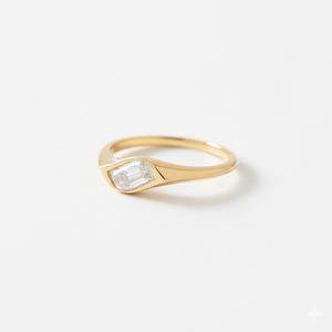 Bijoux fins pour femmes, diamant de laboratoire certifié IGI, taille flamme, or massif 14 carats, sertissage clos, bague de fiançailles solitaire incurvée, usage quotidien - Product Image 3