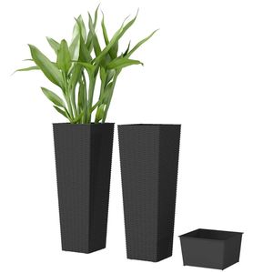 Pot de fleurs et jardinière en plastique noir pour l'intérieur et l'extérieur - Product Image 5