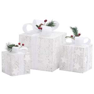Coffret cadeau de Noël avec 3 guirlandes lumineuses de Noël en tissu blanc, petites, moyennes et grandes - Product Image 4