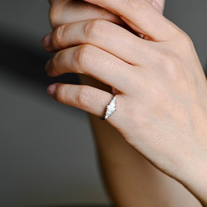 14K Yellow Gold Baguette Cut Lab Grown Diamond Cluster Wedding Band Ring - Product Image 6