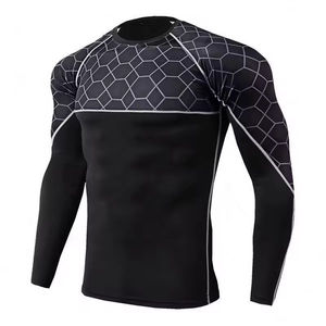 Sublimation Print <b>Men's</b> Long Sleeve <b>Compression</b> Rash Guard Quick Dry Sport Waterproof Spandex Polyester Workout <b>Shirts</b> For <b>Men</b> - Product Image 6