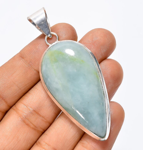 Pendentif Goutte d'Eau en Agate Solitaire, Sertissage Bezel Plaqué Argent, Style Bohème, Certifié IGI, Bijou Classique Unisexe, Idéal Cadeau - Product Image 1