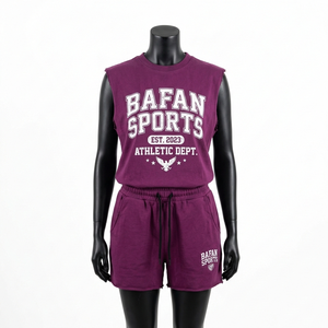 Ensemble de t-shirts sans manches pour femmes, 180 GSM, jersey de coton et polyester de qualité supérieure, couleur marron, vêtements de sport, logo personnalisé - Product Image 1