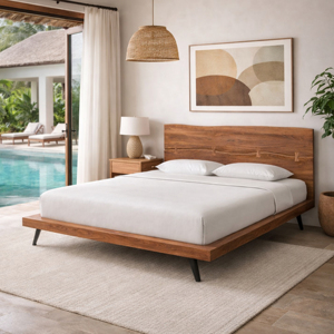 Base de Cama Moderna de Madera de Teca Sólida, Cómoda, Tamaños Twin, Queen y King, para Proyectos de Hogar y Hotel, Venta al Por Mayor - Product Image 1