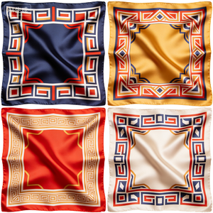 Foulard carré de luxe personnalisé imprimé à rayures Argyle, en polyester toucher satin soyeux, doux pour la peau, pour la tête, les cheveux et le cou, tendance - Product Image 2