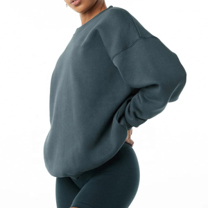 Quality Control Support Manufacture Women's <b>Leopard</b> <b>Print</b> Cotton Blend Wide Neck Design Baggy Boxy Oversize Shape <b>Sweatshirt</b> - Product Image 2