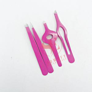 ชุดแหนบคิ้ว4ชิ้นทำจากสเตนเลสสตีลสีชมพูใช้ตกแต่งอย่างยั่งยืนมีความแม่นยำระดับมืออาชีพ - Product Image 2