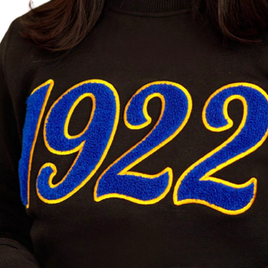 Sigma Gamma Rho 1922 Black Poodle Sleeve Chenille Sweatshirt Women Cotton Blend Long Sleeve Casual Stylish Fit - Product Image 3