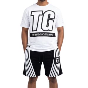 Men Streetwear Cotton T-shirt and Shorts <b>Set</b> Two Piece Casual Summer Outfit Printed Sportswear Tracksuit Custom OEM Manufacturer - Product Image 2