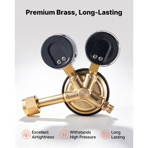 Juego de Reguladores de Oxígeno y Acetileno - Manómetros de Gas para Soldadura de 0-4000 PSI y 0-400 PSI, Entrada CGA 540/CGA 510, Acero - Product Image 5