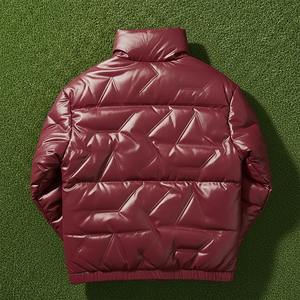 Manteau d'hiver rembourré en duvet brillant pour homme, imperméable, grande taille, avec boutons, noir, avec capuche, logo personnalisé - Product Image 2