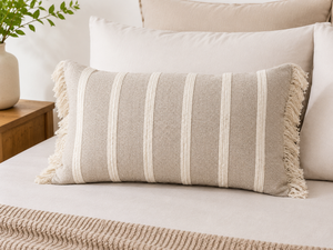 Luxury Cotton Linen Yarn Dyed Cushion <b>Cover</b> with Fringe | Textured Decorative Throw Pillow <b>Cover</b> for <b>Sofa</b>, <b>Bed</b> & Living Room - Product Image 4