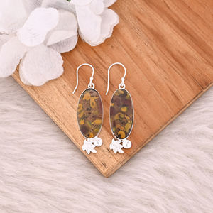 Pendientes al por mayor con diseño de frutas, de jaspe, de latón, chapados en plata, hechos a mano, joyería de diseñador, regalo para ella - Product Image 2