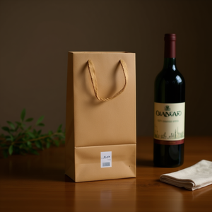 Sacchetto di Carta Kraft 17x9x35 Cm per Bottiglia di Vino, Borsa Regalo - Product Image 2