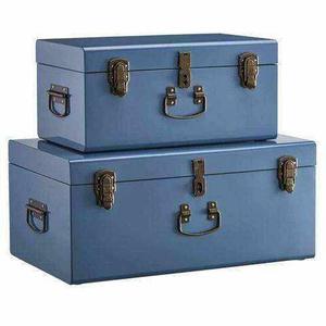 Vintage Green Metal <b>Storage</b> Trunk Box Decorative Tin <b>Chest</b> with Lock Latch and Side Handles for Home <b>Storage</b> & Gift Packaging - Product Image 3