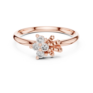 Bague asymétrique en argent rhodié avec quatre diamants de laboratoire taille radiant et design soleil éclatant, idéale pour les soirées féminines - Product Image 1