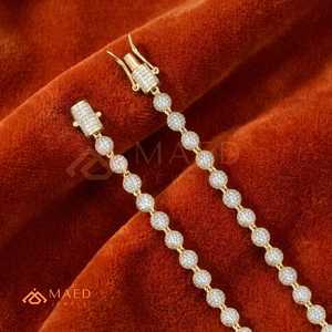สร้อยคอโมอิสซาไนต์ทรงกลมสุดหรู ชุบทอง 18K สร้อยเทนนิส เครื่องประดับแฟชั่น ของขวัญสำหรับผู้หญิง สวยสง่างาม - Product Image 2