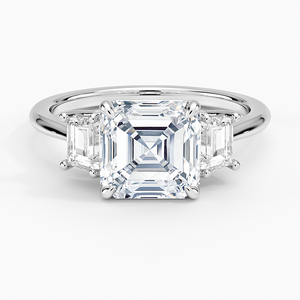 แหวน BOJ รุ่น 066 ทรง Asscher Cut เงินแท้ 925 ประดับเพชรทรง Trapezoid สามเม็ด น้ำหนัก 2 กะรัต สี D ความสะอาด VVS1 มอยส์ซาไนต์ รับรองโดย GRA ลดราคา - Product Image 1