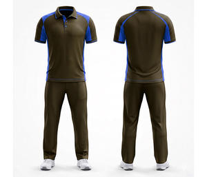 Uniforme Deportivo Ligero de Secado Rápido con Estampado por Transferencia para Equipos de Cricket Masculinos, Bloques de Color Morado y Verde, Transpirable para Clubes - Product Image 4