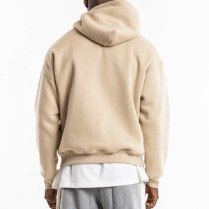 Sudadera con Capucha Extra Grande para Hombre, Beige, Algodón, Felpa Francesa, Informal, Invierno, Ecológica, Estilo Urbano, Diseño con Logotipo Frontal y Bolsillo - Product Image 2