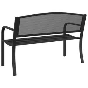 Banc de jardin en acier noir durable avec revêtement poudré, banc de patio standard - Product Image 6
