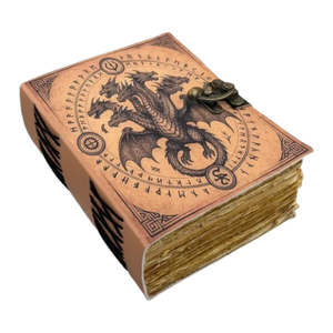 Carnet de notes en cuir fait main Double Dragon, reliure Grimoire, carnet de notes fantaisie, papier à bords festonnés antique, journal intime 400 pages, cadeau - Product Image 1