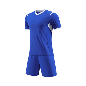 Camiseta de Fútbol Azul con Cuello en V para Hombre, Manga Corta, Absorbe la Humedad, Uniforme Deportivo, Estampado Sublimado, Equipación de Fútbol para Todas las Temporadas - Product Image 1