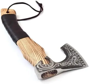 Hacha Tomahawk Hecha a Mano de Grado Industrial con Mango de Madera, Hoja de Acero con Alto Contenido de Carbono, Hacha de Supervivencia, Herramienta para Cortar al Aire Libre, Funda de Cuero - Product Image 5