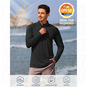 เสื้อแขนยาวผู้ชายสำหรับออกกำลังกาย ซิป ¼  ป้องกันแสงแดด UPF 50+ เสื้อยืดวิ่งกลางแจ้ง ระบายเหงื่อได้ดี - Product Image 6